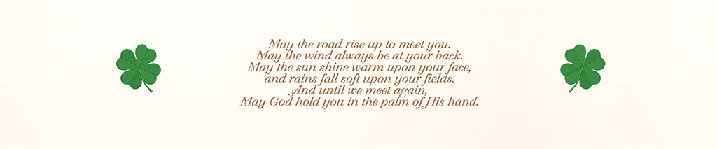 P FC 199 RT Irish Prayer Green Clovers RT Faux PROOF